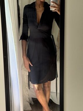 Black Collared Button-Front Women’s Dress